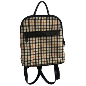 Jack Georges Backpack Bag Plaid Academia Leather Black Cream Mini Casual Preppy